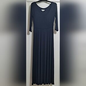Calvin Klein Maxi Dress 3/4 Sleeve Butter Soft Tee Shirt Feel Dark Blue EUC